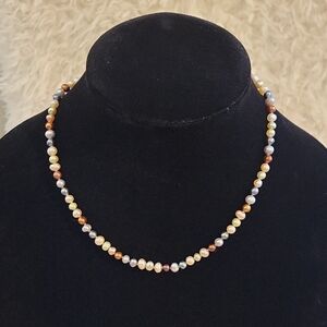 Elegant Multicolor Genuine Freshwater Pearl Necklace 17.5" Long